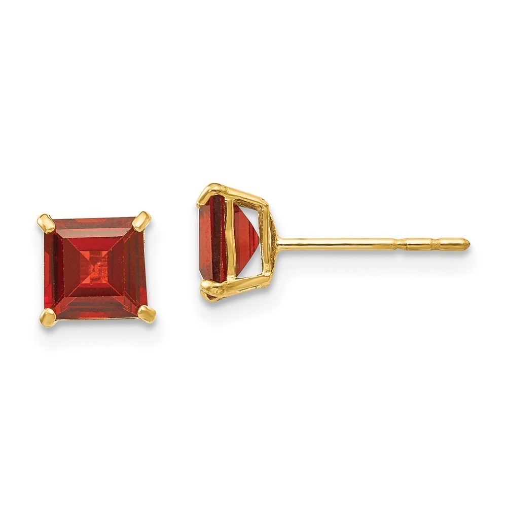 14k Yellow Gold Madi K Children's Jewelry Garnet 5mm Square Post Earrings